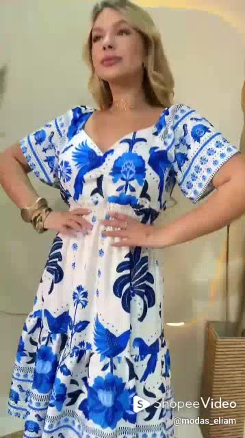 Vestido curto Feminino Midi Estampado Boho Chic com Babados – Elegância e Conforto vestido verão 2025,