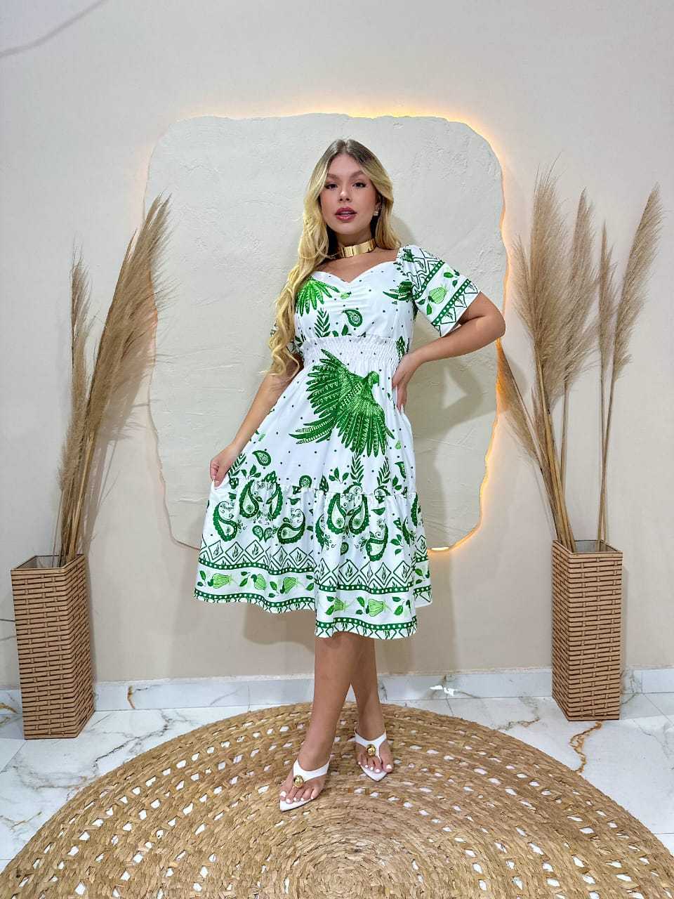 Vestido curto Feminino Midi Estampado Boho Chic com Babados – Elegância e Conforto vestido verão 2025,